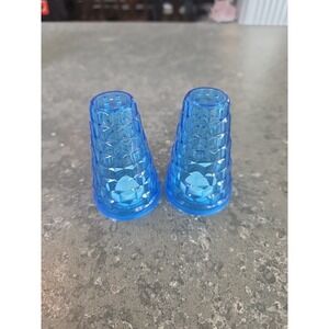 Vintage Plastic Salt and Pepper Shakers Clear Blue Plastic 1994